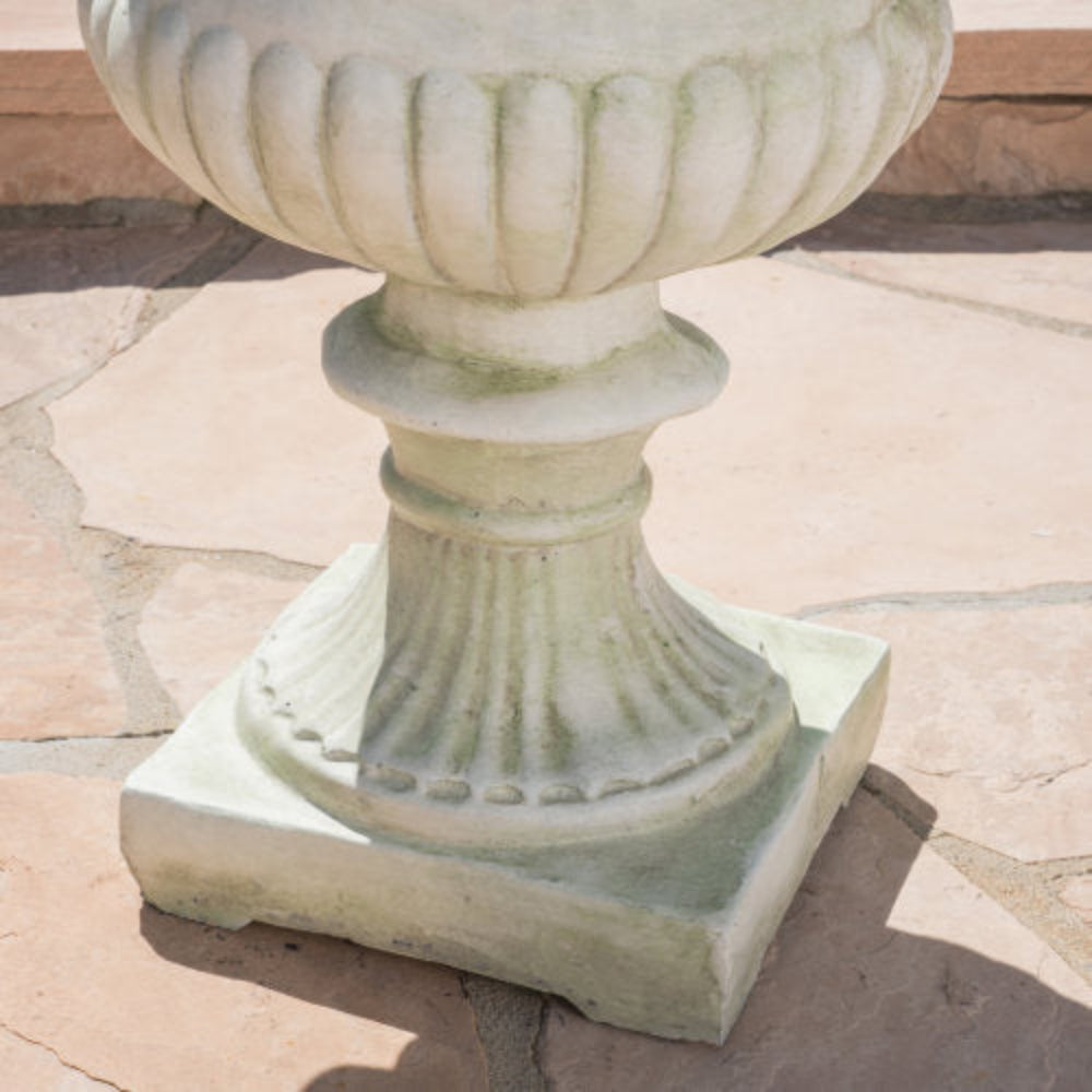 24 Inch Decorative Urn Planter, Lightweight Concrete Flower Pot for Backyard Patio Garden, Handmade Unique Design, No Assembly Required