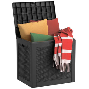 Chic Crate - StormForce Compact 30Gal Deck Box - Waterproof Nano-Resin w/ SecureLatch Pro & SpaceSaver Design - Patio Furniture/Kids Toys Storage