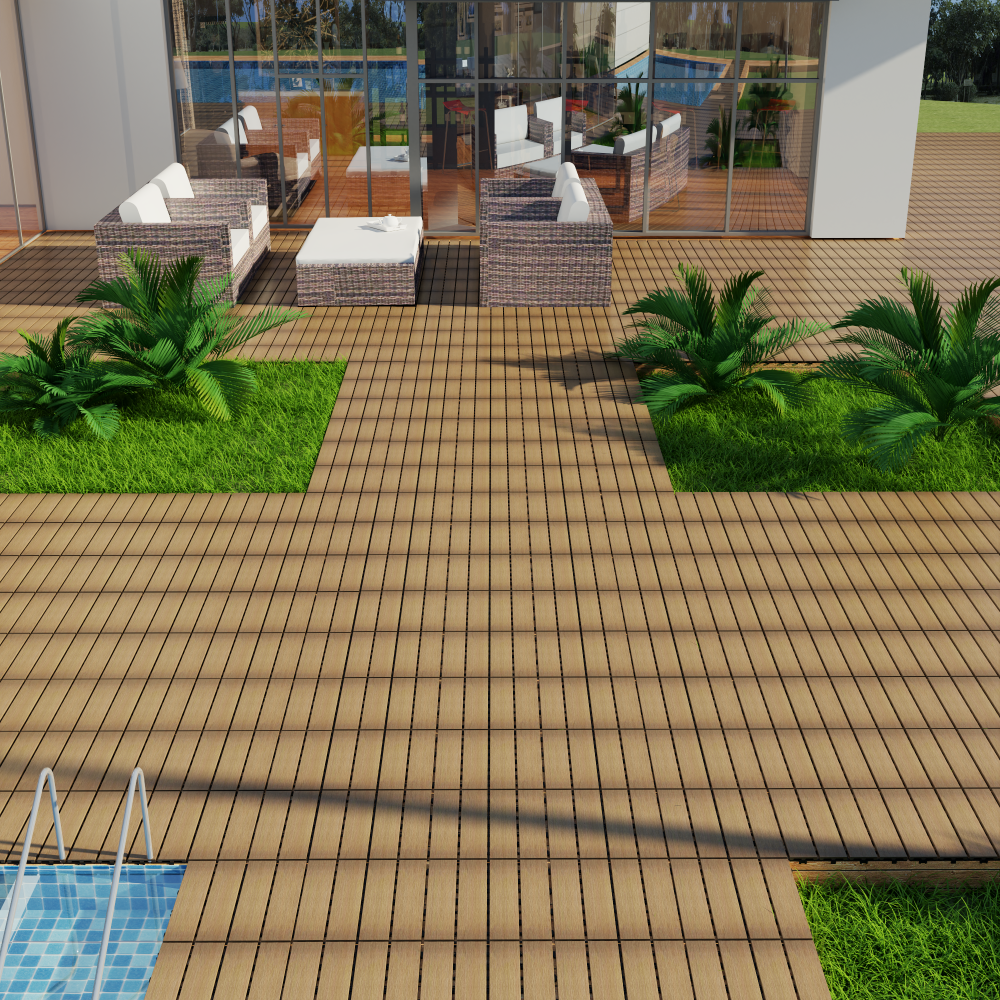 Chic Crate 22-Pack 12inch WPC Wood-Plastic Composite Interlocking Deck Tiles –  Oak
