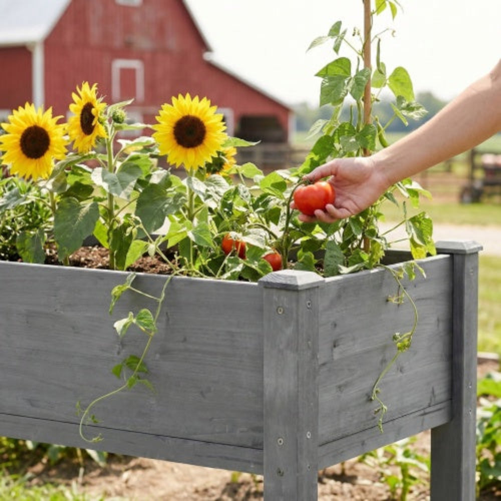 48x24x30 inch Raised Garden Bed with Legs, Elevated Wooden Planter Box for Outdoor Plants Flowers Fruits Vegetable Herb Growing