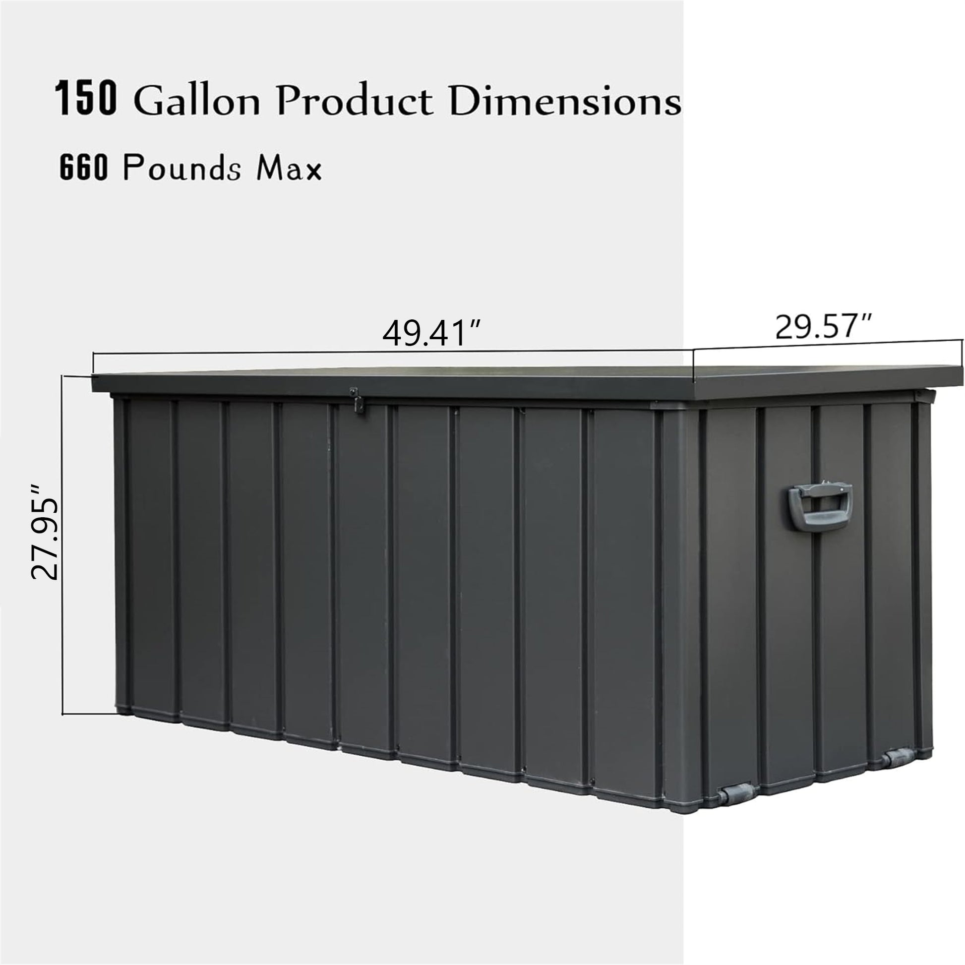 150 Gallon Patio Steel Storage Deck Box, Waterproof Lockable Bin for Cushions, Pillows & Tools