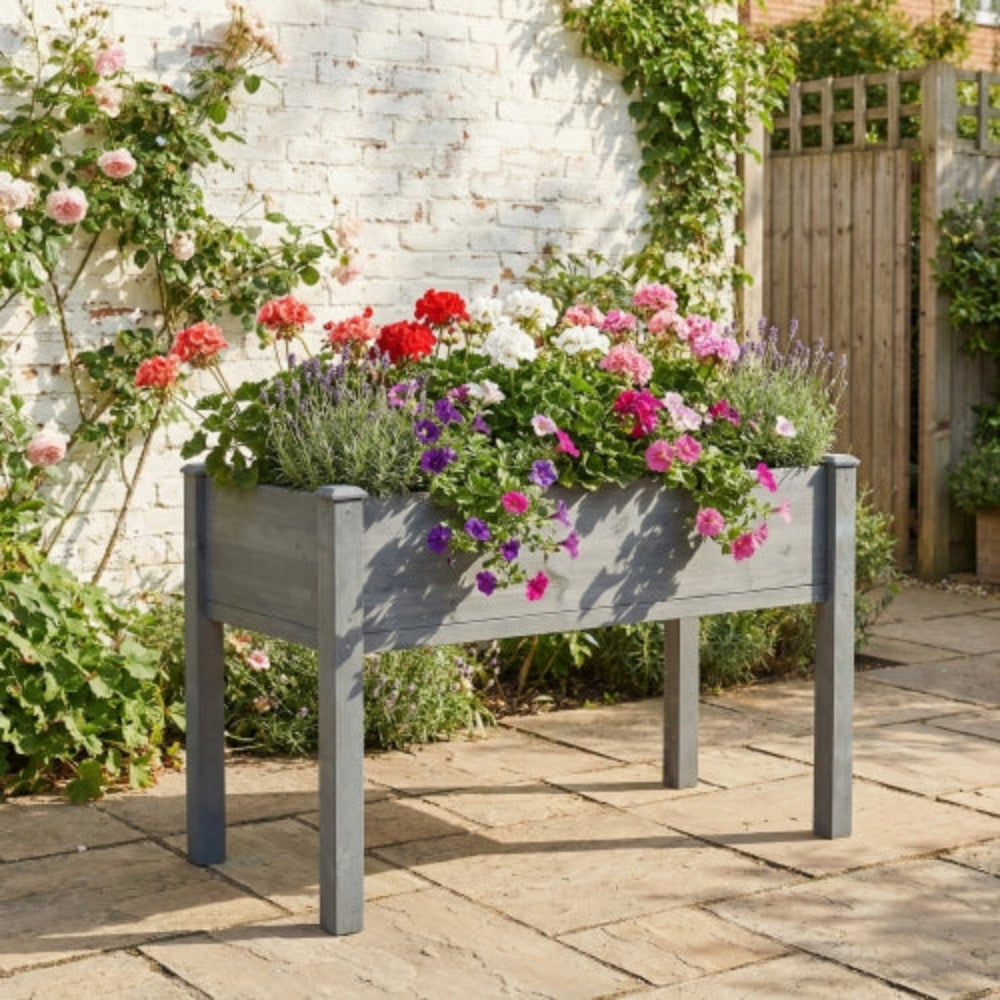 48x24x30 inch Raised Garden Bed with Legs, Elevated Wooden Planter Box for Outdoor Plants Flowers Fruits Vegetable Herb Growing