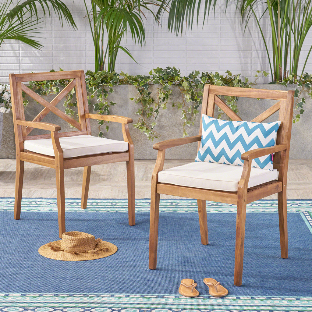 Outdoor Wicker Dining Chairs Set of 2 All-Weather Patio Chairs for Garden