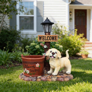 Labrador Puppy Shaped Planter Statue with Adorable Details for Growing Small Blooms
