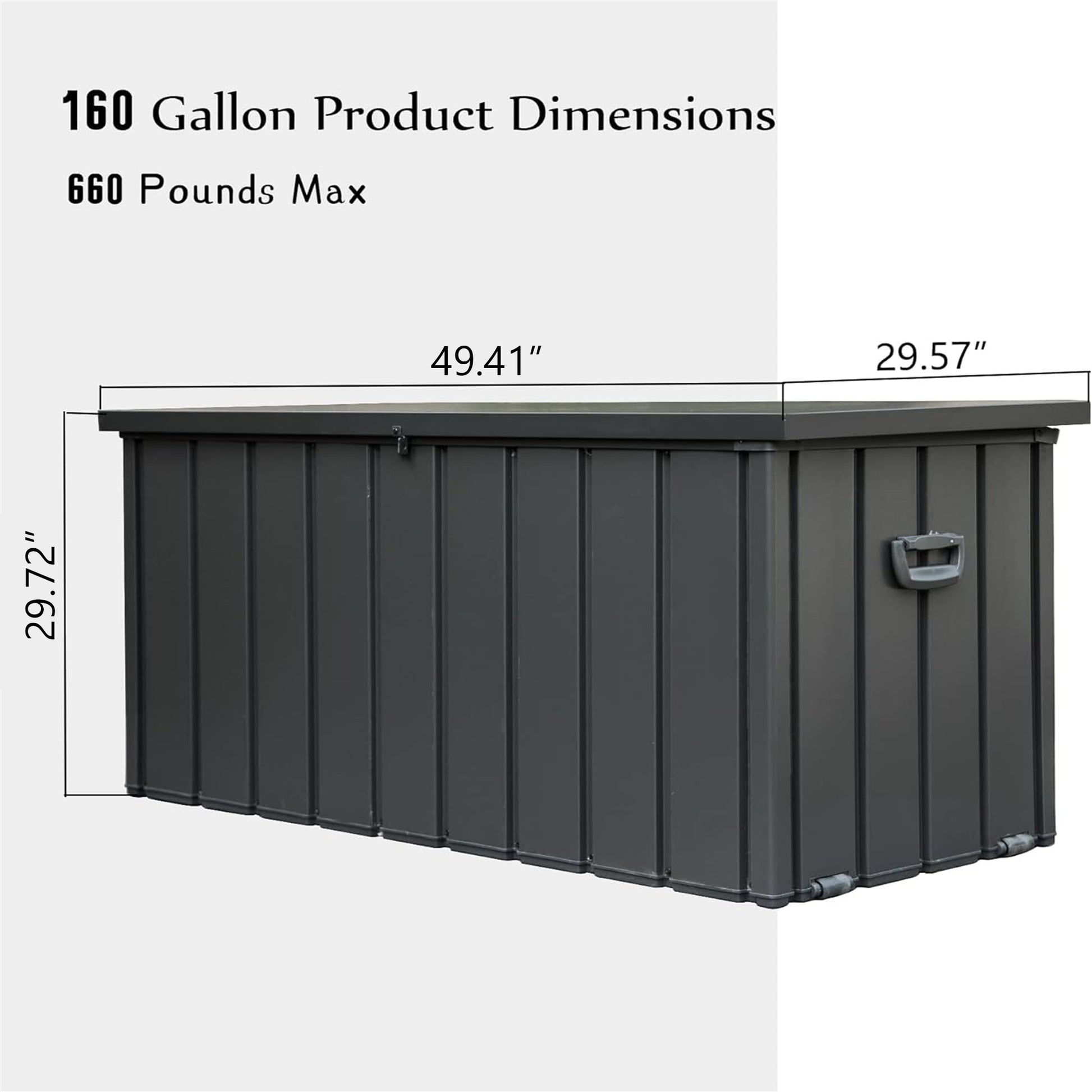 160 Gallon Patio Steel Storage Deck Box, Waterproof Lockable Bin for Cushions, Pillows & Tools