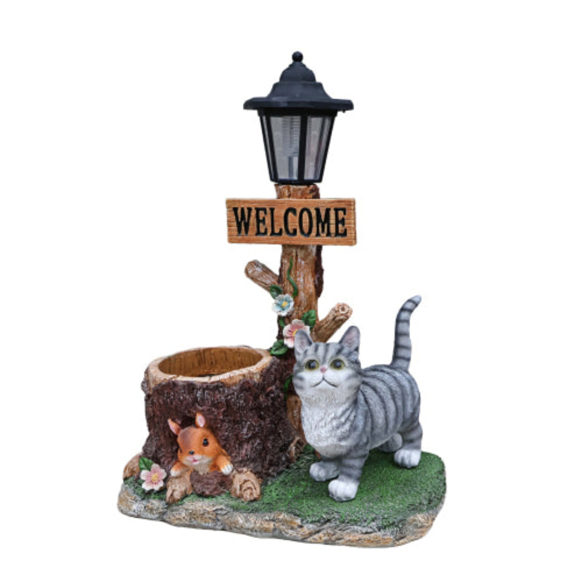 Cat Shaped Planter Statue with Lovely Appearance for Succulent and Flower Planting