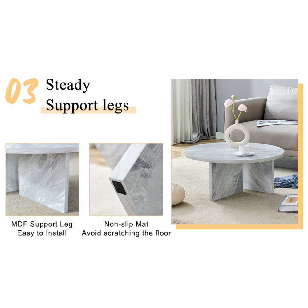 Chic Crate - Nordic Flair Minimalist MDF White Round Coffee Table, Decor Friendly Modern Style, 31.5*31.5*13.98 Inches