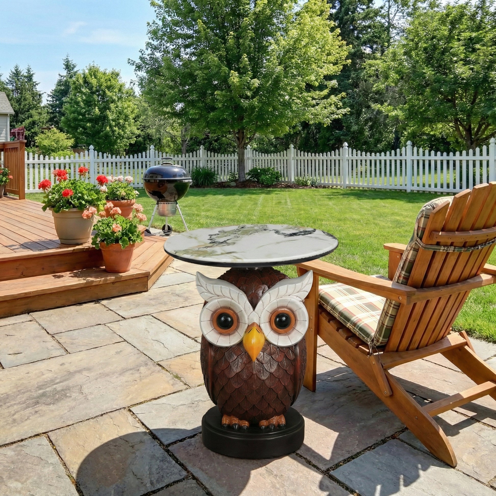 Owl Design Accent Table, Animal Statue End Table for Living Room Home Decor