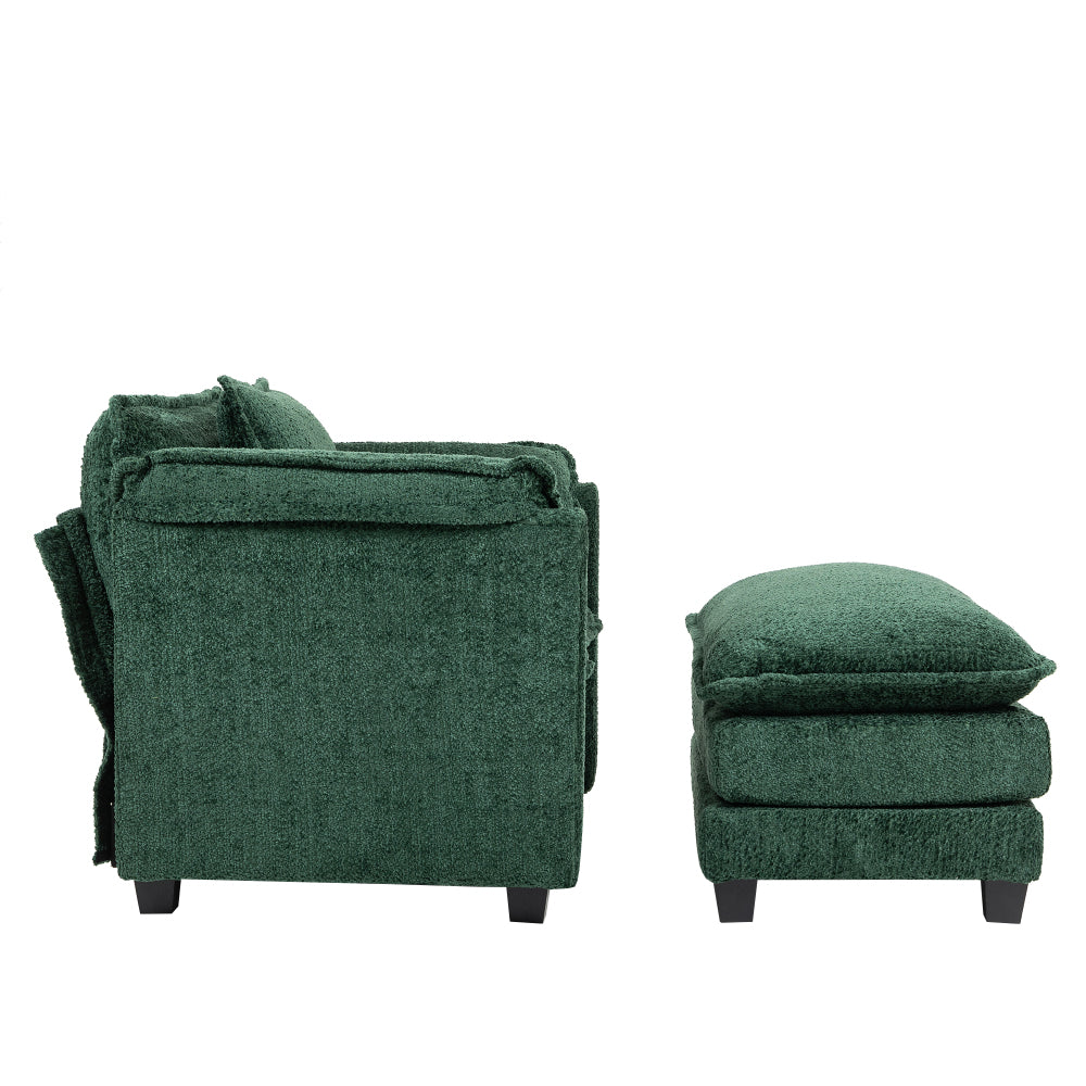 Chic Crate - 55.32*39.76" Oversized Sofa Indoor,Portable ottoman,Boucle Single Sofa Bed with Wider seat,Double deep cushion,Strong wrapping of thick armrests for Living Room,Bedroom.3 Colors.