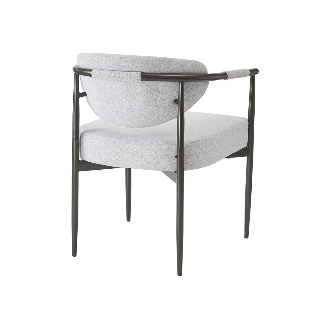 Modern Dining Armchairs with Thick Padded Cushion & Bronze Iron Legs (Set of 2)