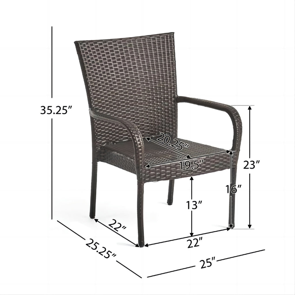 PE Wicker Stacking Outdoor Chairs 4PCS Weather Resistant Seating for Patio Garden Deck and Poolside