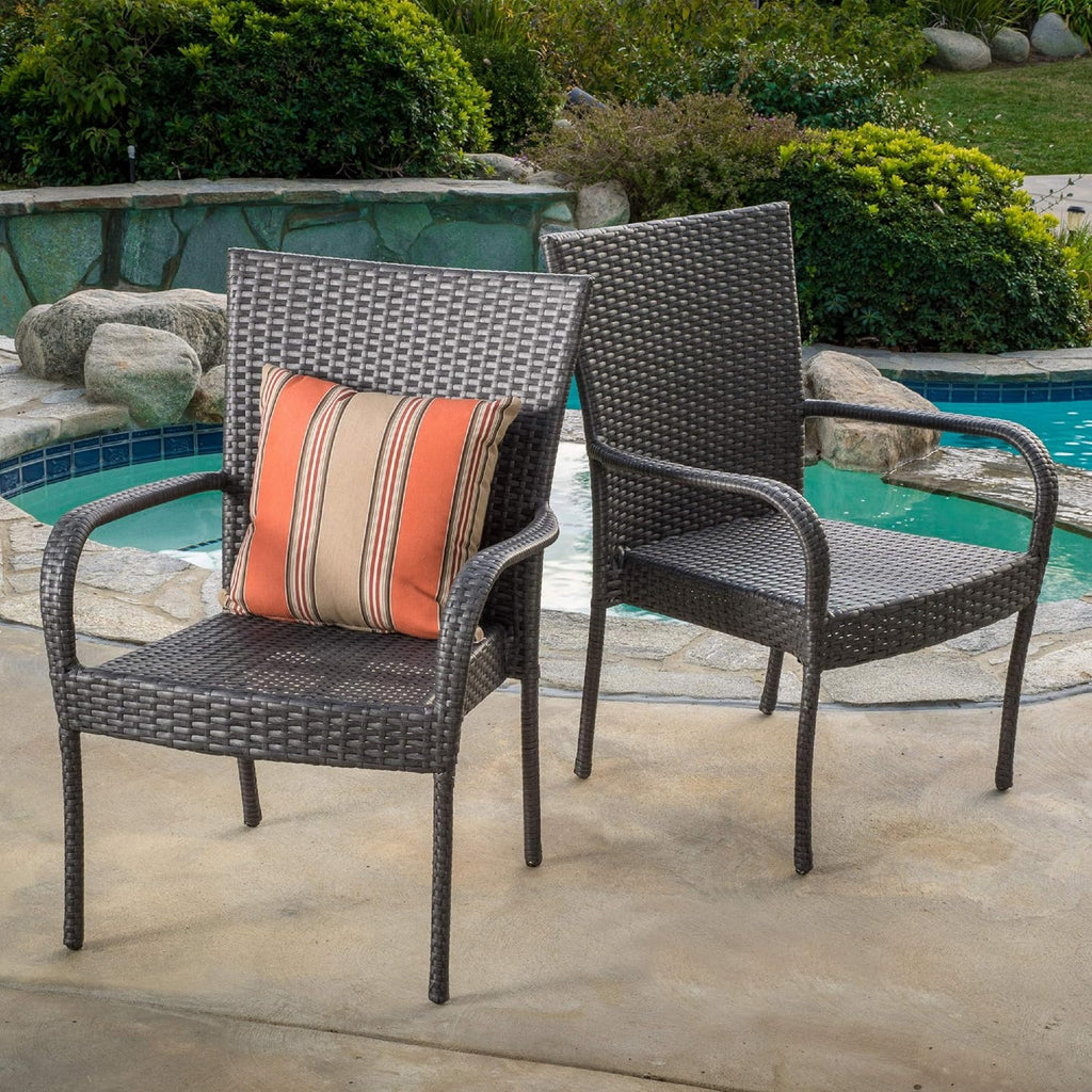 Hand-Woven PE Wicker Stacking Chairs for Modern Outdoor Dining & Garden