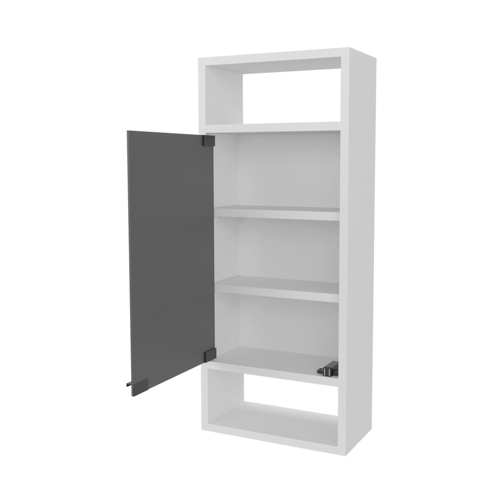 Chic Crate-Pine-Like Medicine Cabinet – Mirrored Door & Open Storage | White