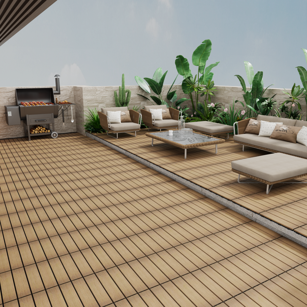 Chic Crate 22-Pack 12inch WPC Wood-Plastic Composite Interlocking Deck Tiles –  Oak