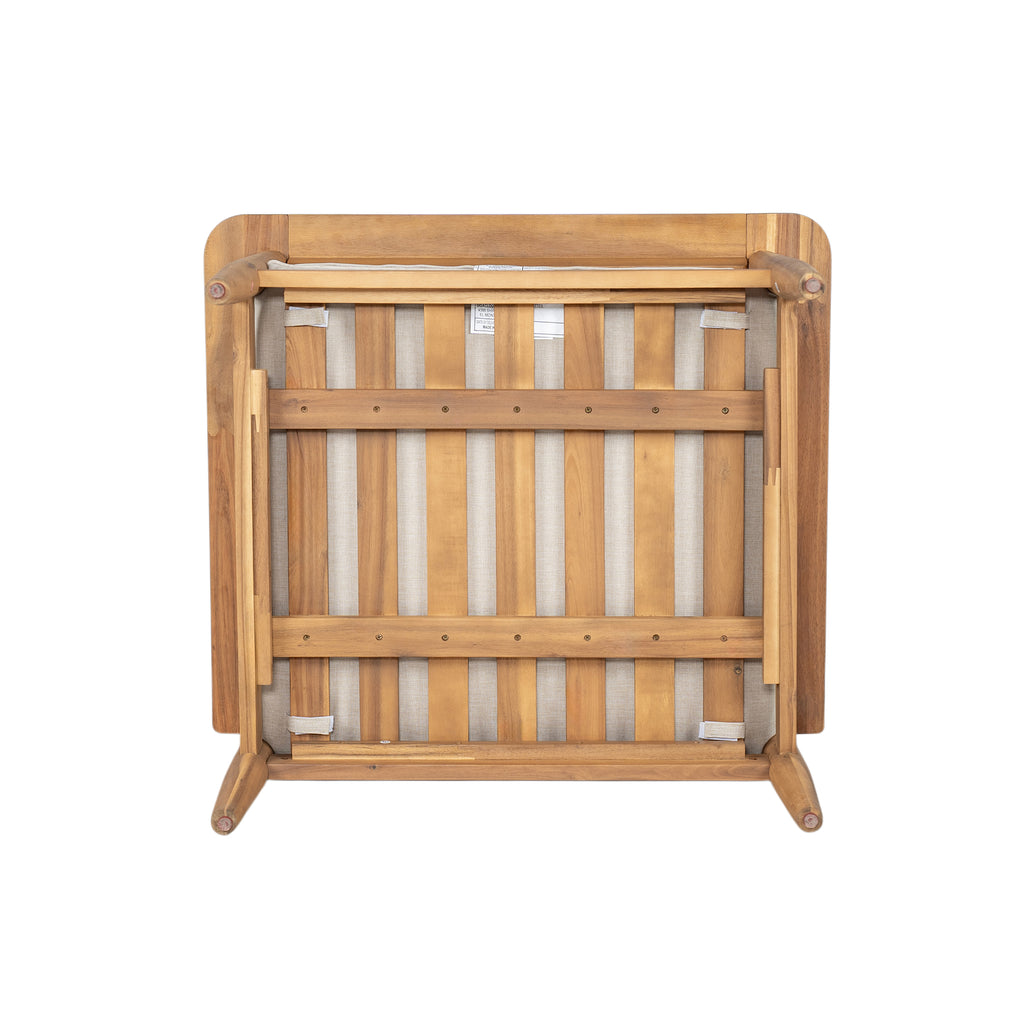 Modern Acacia Wood Outdoor Lounge Chair with Ottoman - Cushioned Patio Seating