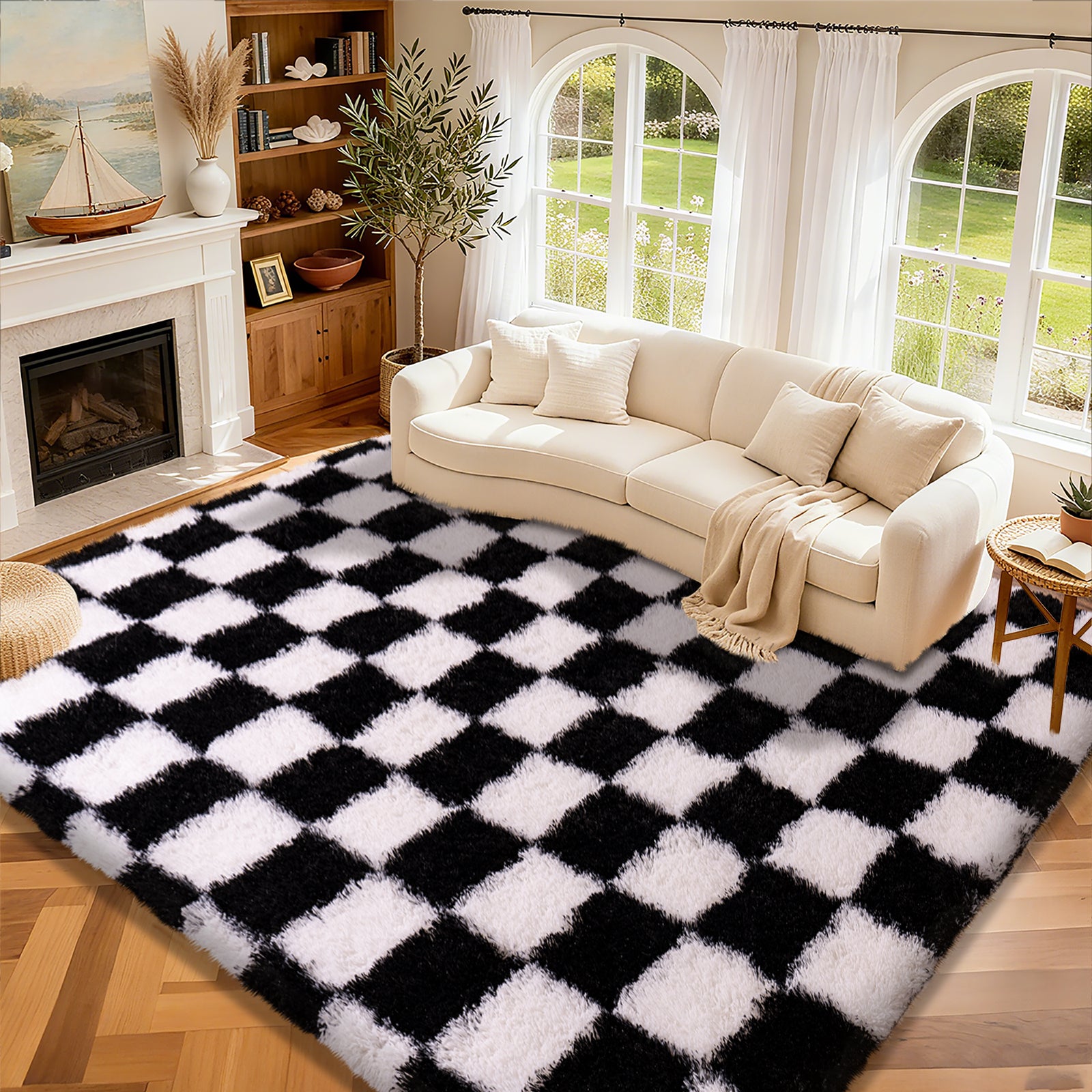 Area Rugs for Living Room Bedroom, Non-Slip Fluffy Soft Shag Carpet for Kids Home Dorm Decor