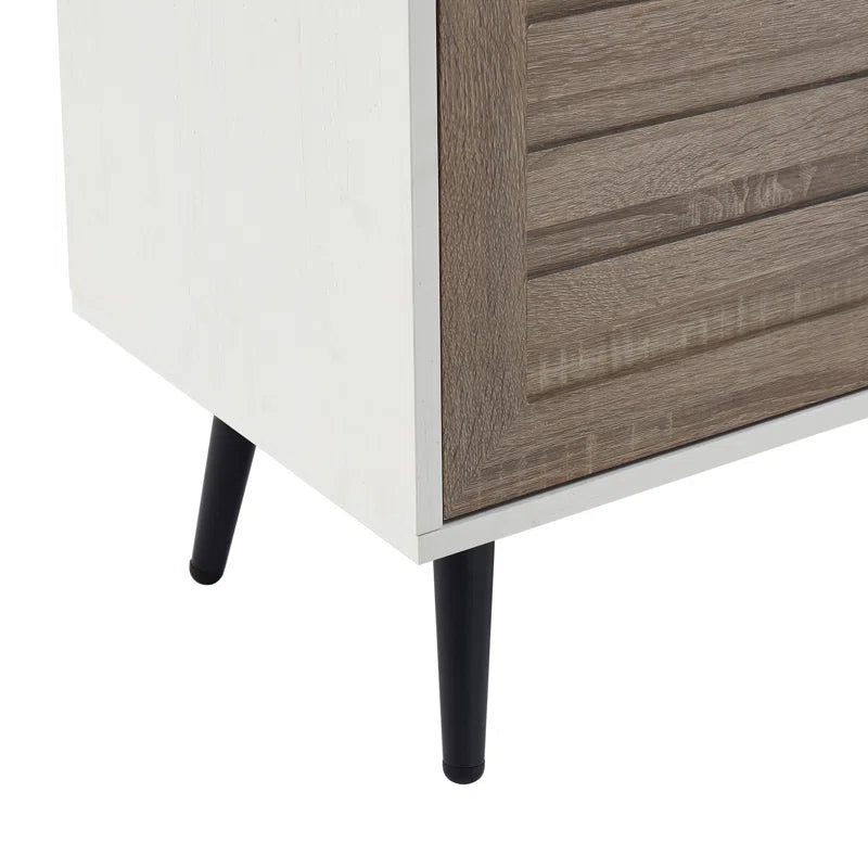 Chic Crate - Bryner White Walnut Mid-Century TV Stand for TVs Up to 65" with Storage & Cable Management