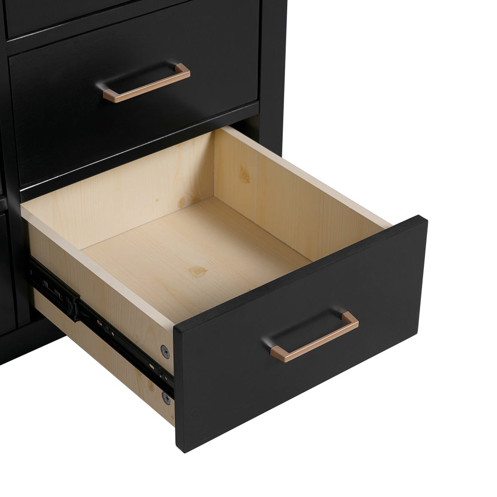 Chic Crate-36In Bathroom Vanity – Ceramic Sink w/4 Drawers & Soft-Close Doors | Solid Wood Frame | Freestanding | Black