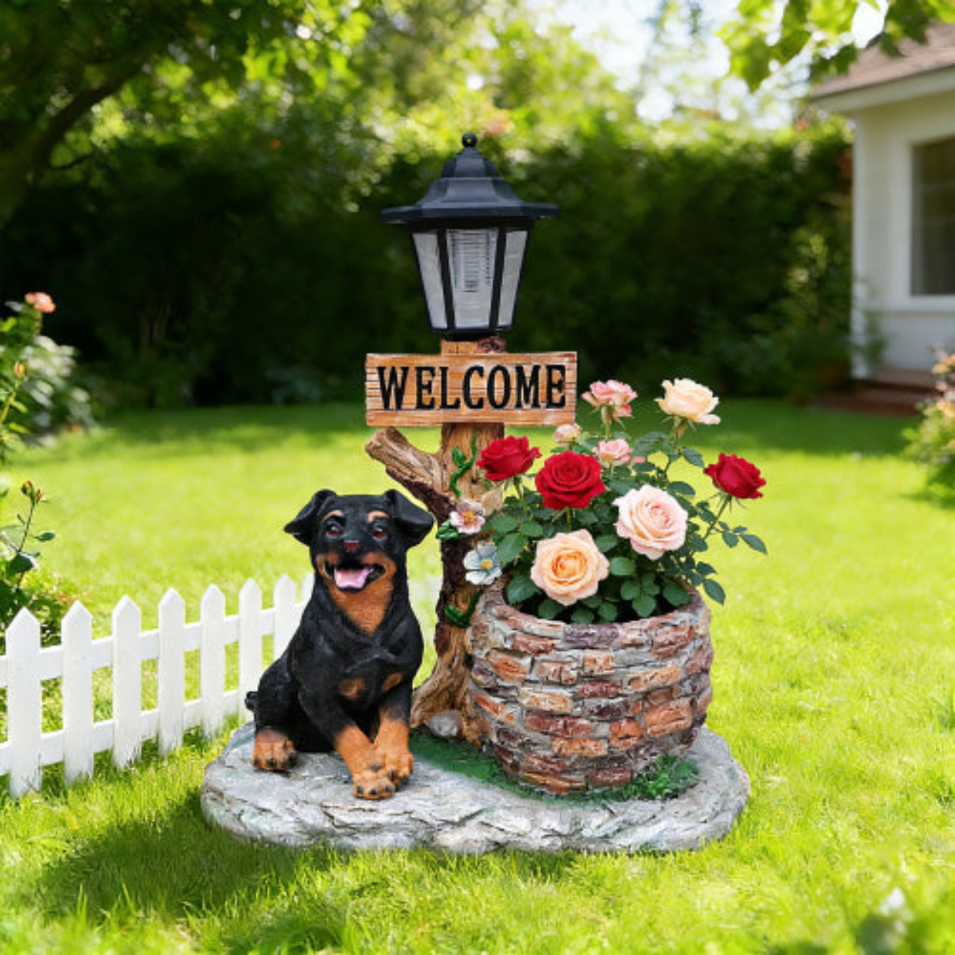 Puppy Dog Shaped Planter Statue with Vivid Design for Indoor and Desktop Planting