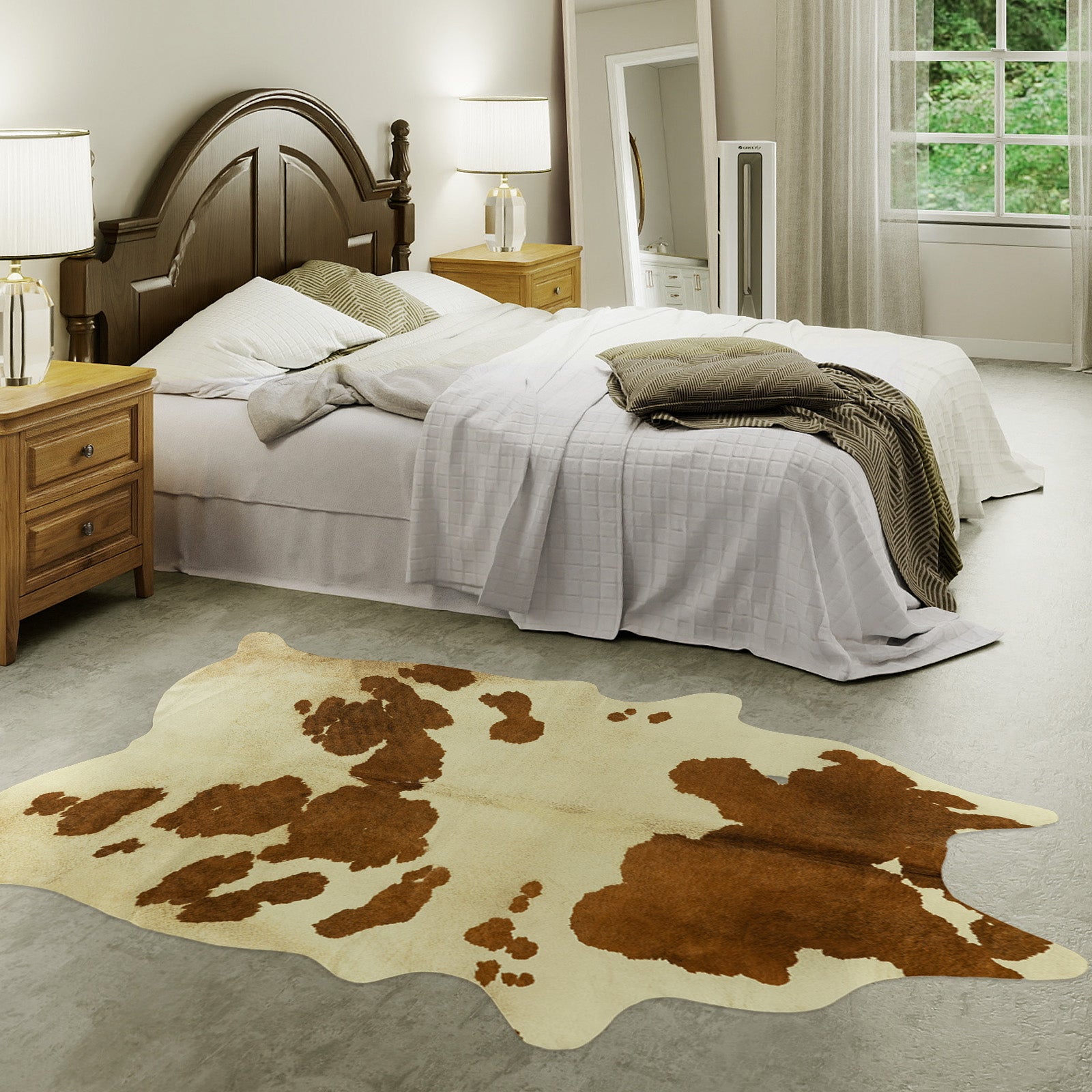 Faux Cowhide Rug 61x74.8 Inch, Western Animal Skin Carpet for Living Room Bedroom, Cowboy Cowgirl Home Decor