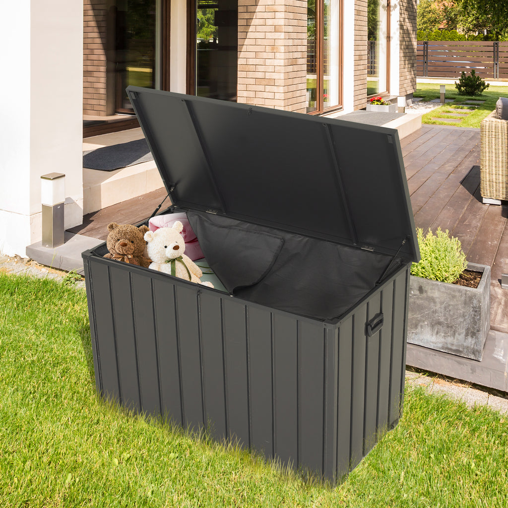 100 Gallon Patio Steel Storage Deck Box, Waterproof Lockable Bin for Cushions, Pillows & Tools