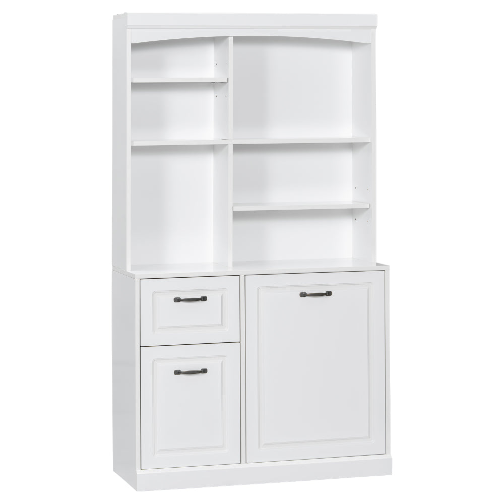 Chic Crate White Bathroom Tilt-Out Hamper Cabinet – 70.9" Tall Freestanding Organizer | Adjustable Shelves & Drawers | Steel Handles
