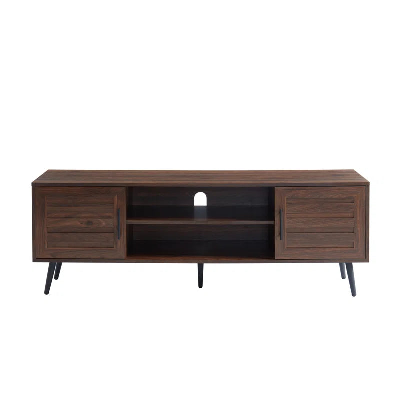 Chic Crate - Bryner Dark Walnut Mid-Century TV Stand for TVs Up to 65" with Storage & Cable Management
