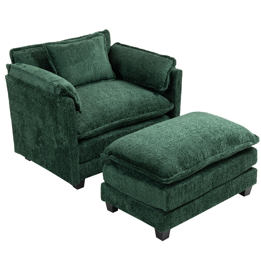 Chic Crate - 55.32*39.76" Oversized Sofa Indoor,Portable ottoman,Boucle Single Sofa Bed with Wider seat,Double deep cushion,Strong wrapping of thick armrests for Living Room,Bedroom.3 Colors.