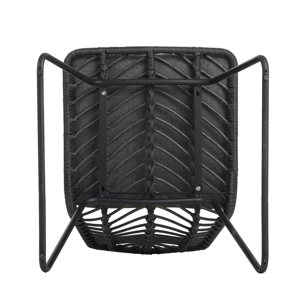 Modern Patio Dining Chairs Set of 2 Rattan Woven Armchairs with Seat Cushions