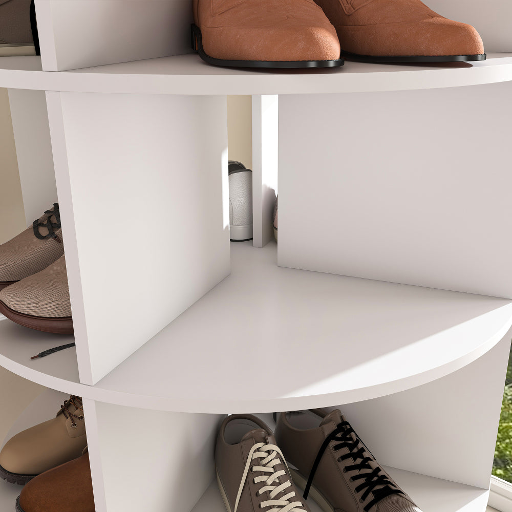 Chic Crate 6-Tier Rotating Shoe Rack Tower, 360° Revolving Free Standing Organizer, Holds 24 Pairs – White