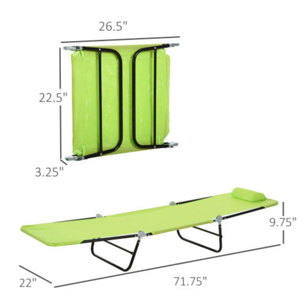 Folding Chaise Lounge Chair with Reclining Back, Breathable Mesh Seat & Headrest, Outdoor Pool Sun Tanning Chair for Beach, Yard, Patio, Green