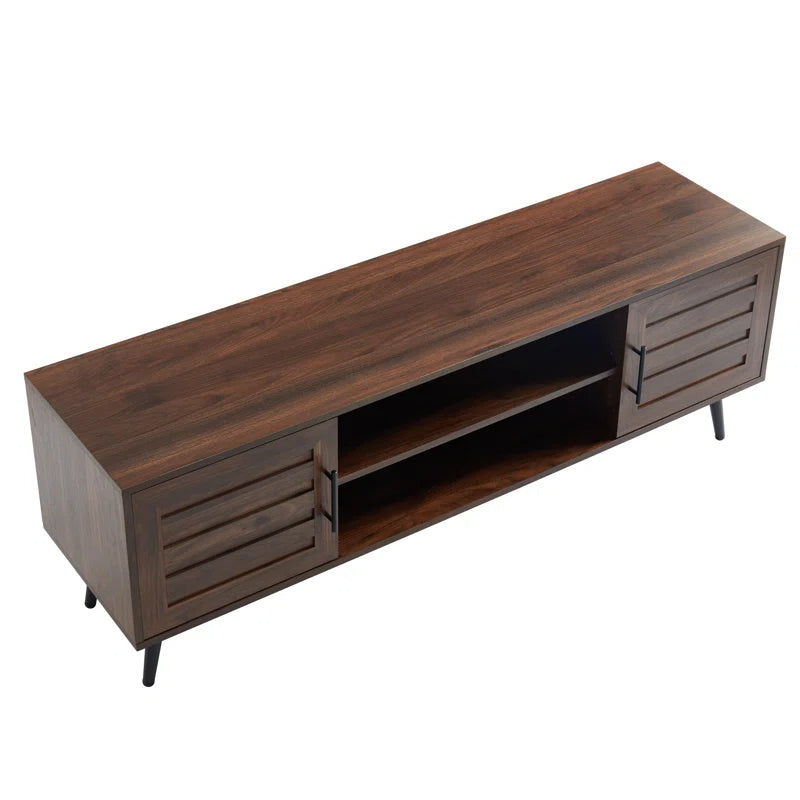 Chic Crate - Bryner Dark Walnut Mid-Century TV Stand for TVs Up to 65" with Storage & Cable Management