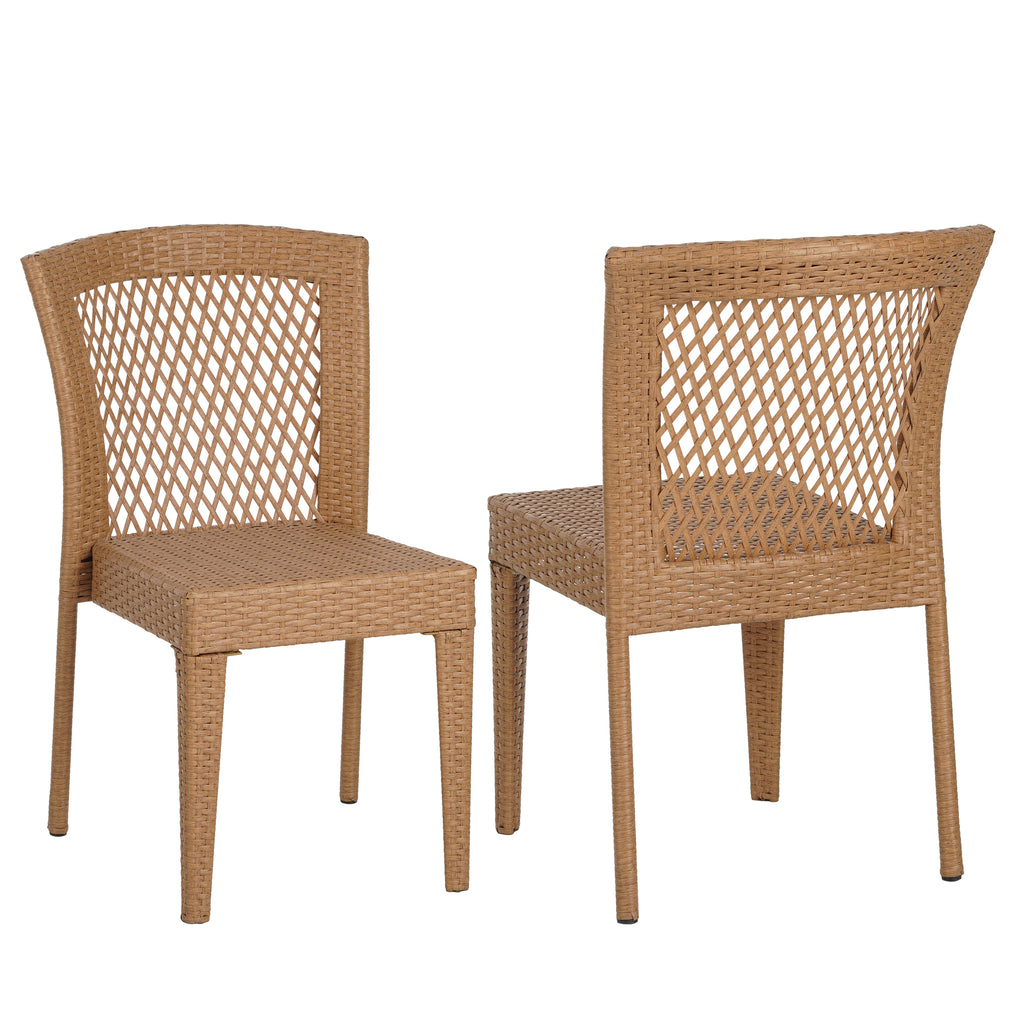 Outdoor Stacking Side Chairs Set of 2 All-Weather Patio Dining Chairs for Garden