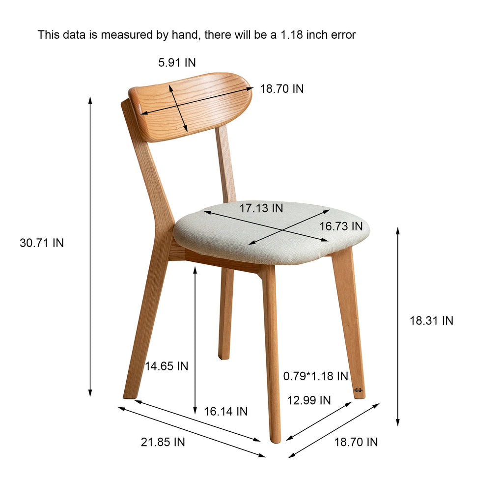 Set of 2 Classic Solid Oak Wood Dining Chairs Indoor 47.5x55.5x78cm