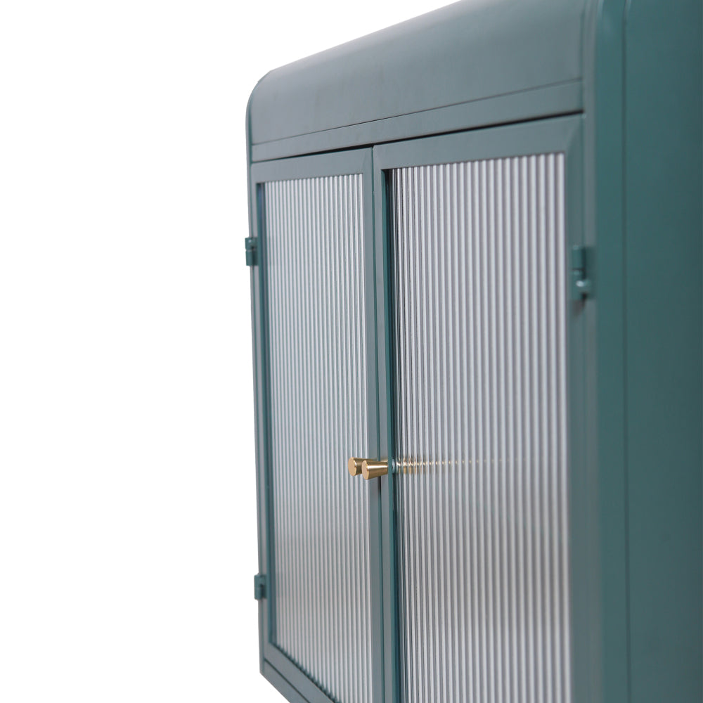 Chic Crate-Army Green 2-Door Wall-Mounted Metal Cabinet – Tempered Glass Shelves | Multi-Room | Bath, Kitchen, Office