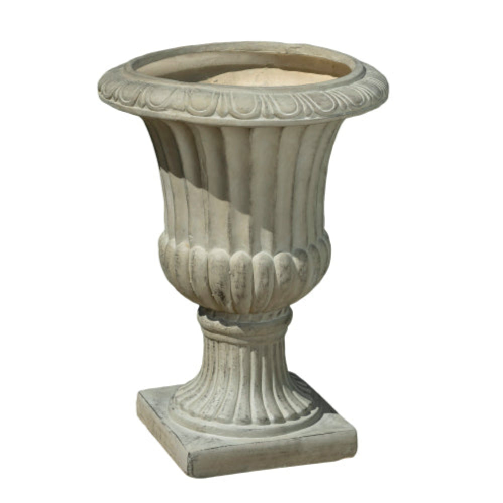 26" Antique White Italian Urn Planter, Lightweight Concrete Stone Decorative Flower Pot for Indoor Outdoor Patio Garden Living Room