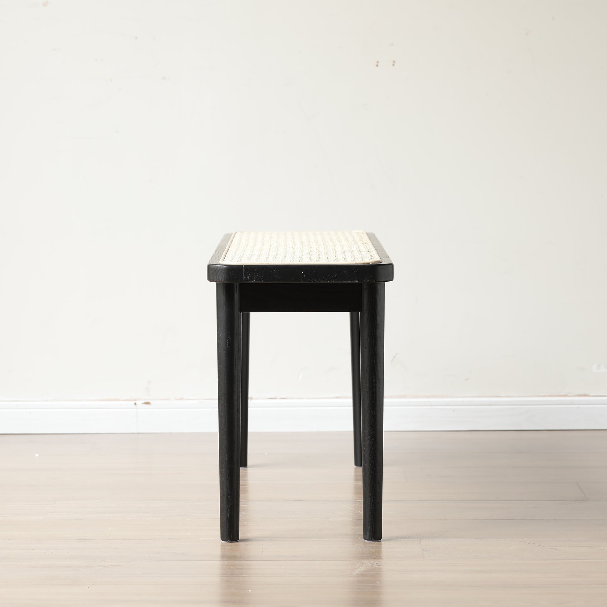 47.24" Solid Wood Dining Bench with Rattan Accent Entryway Seat