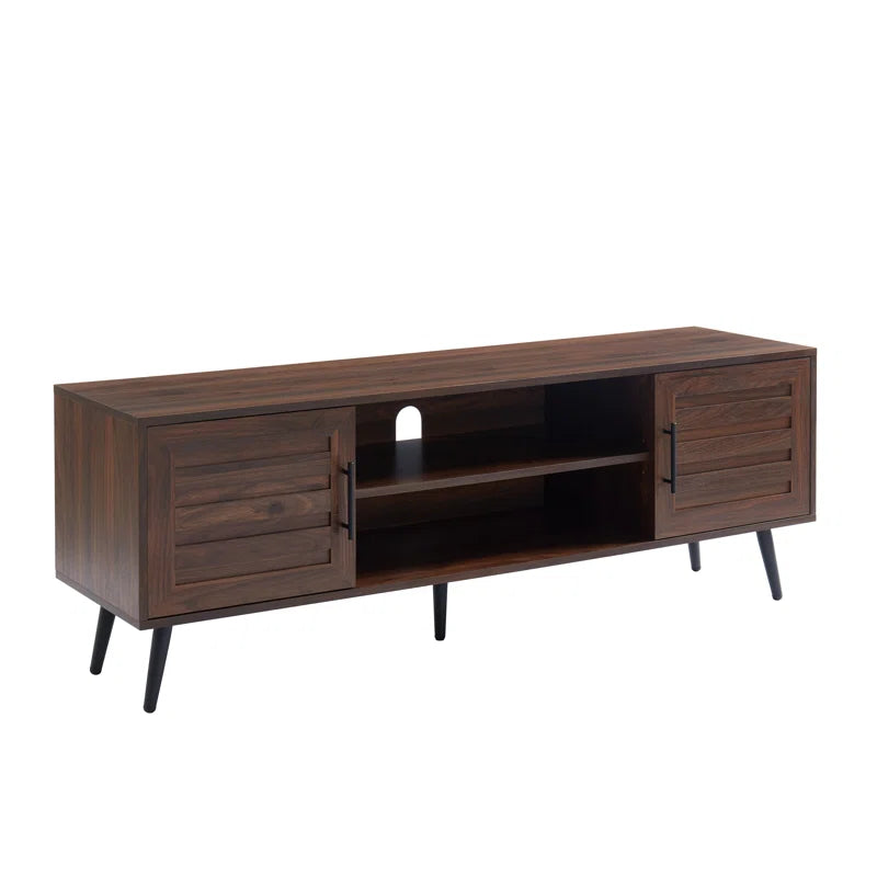 Chic Crate - Bryner Dark Walnut Mid-Century TV Stand for TVs Up to 65" with Storage & Cable Management