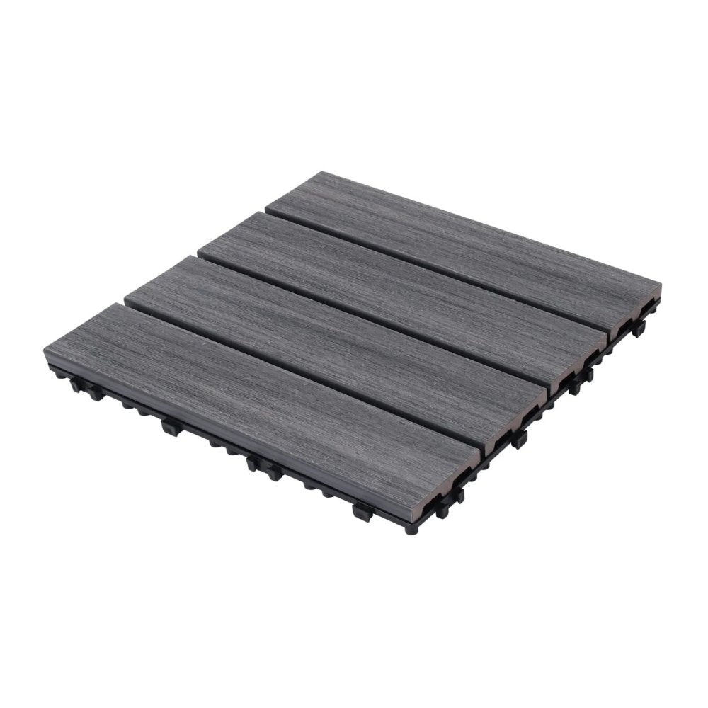 Chic Crate 22-Pack 12inch WPC Wood-Plastic Composite Interlocking Deck Tiles – Dark Gray
