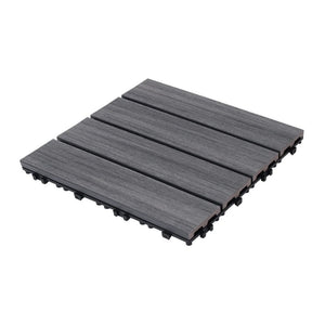 Chic Crate 22-Pack 12inch WPC Wood-Plastic Composite Interlocking Deck Tiles – Dark Gray