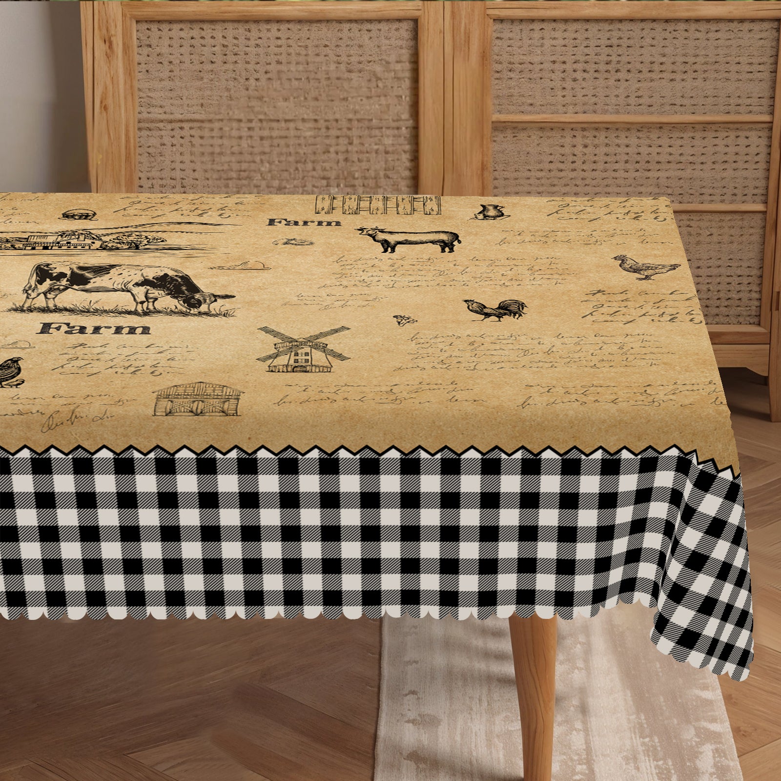 Farmhouse Tablecloth Vintage Style Chicken Cat Table Cover Farmhouse Animal Decor Tablecloth for Kitchen Dining Party