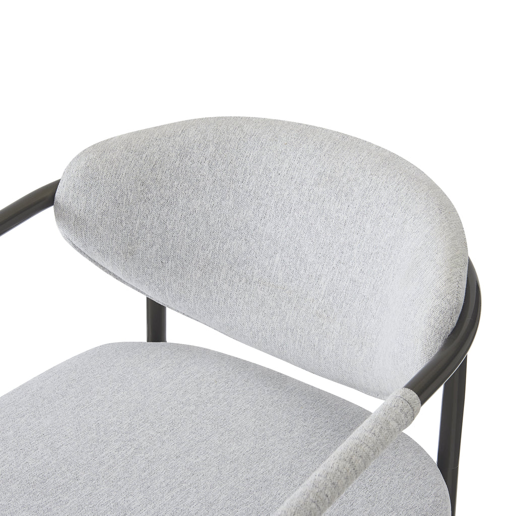 Modern Dining Armchairs with Thick Padded Cushion & Bronze Iron Legs (Set of 2)