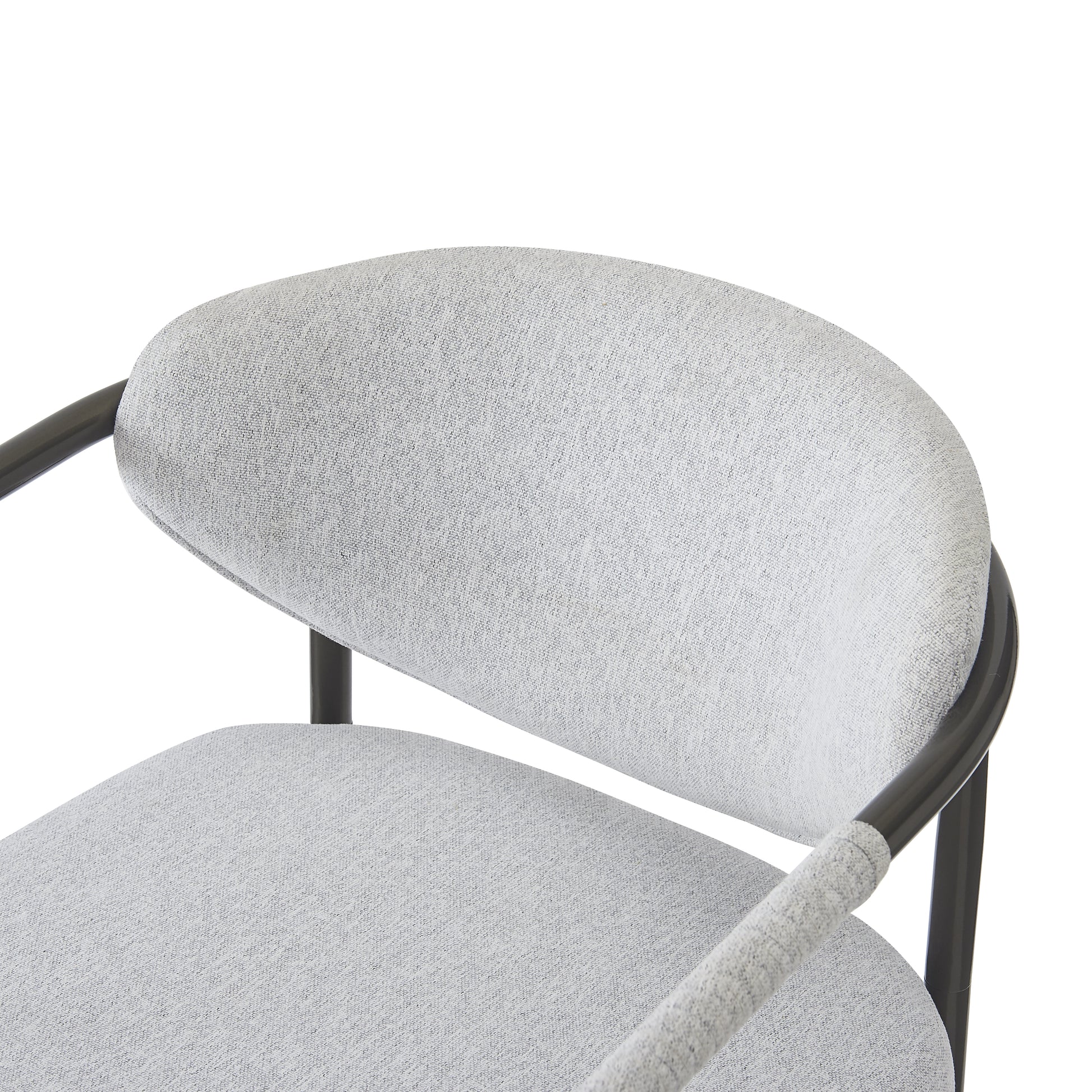 Modern Dining Armchairs with Thick Padded Cushion & Bronze Iron Legs (Set of 2)