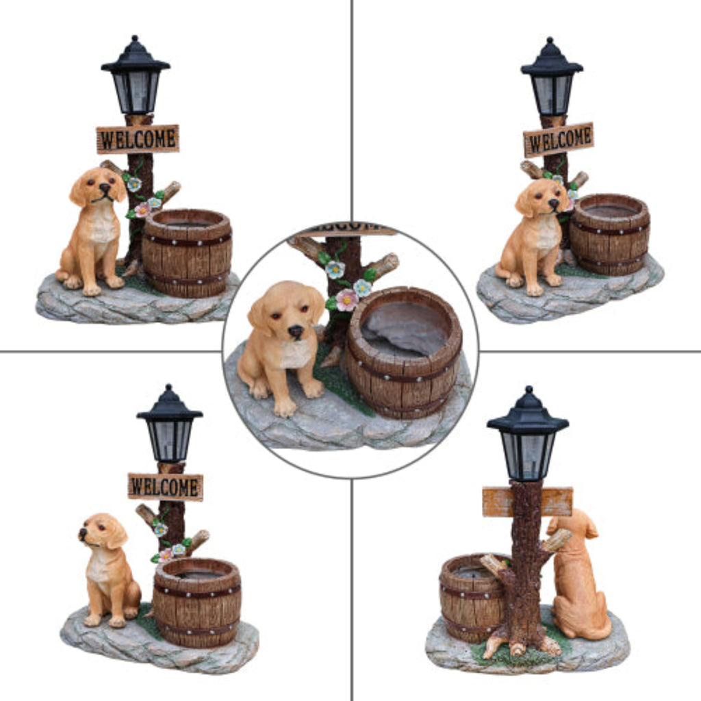 Labrador Dog Solar Planter Garden Statue for Outdoor Yard Decoration