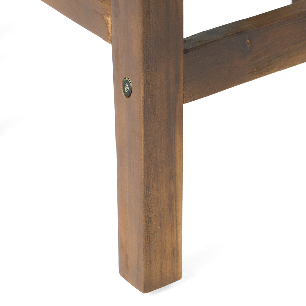 Acacia Wood Counter Height Bar Stools Set of 2, Mahogany Brown Outdoor Patio Kitchen