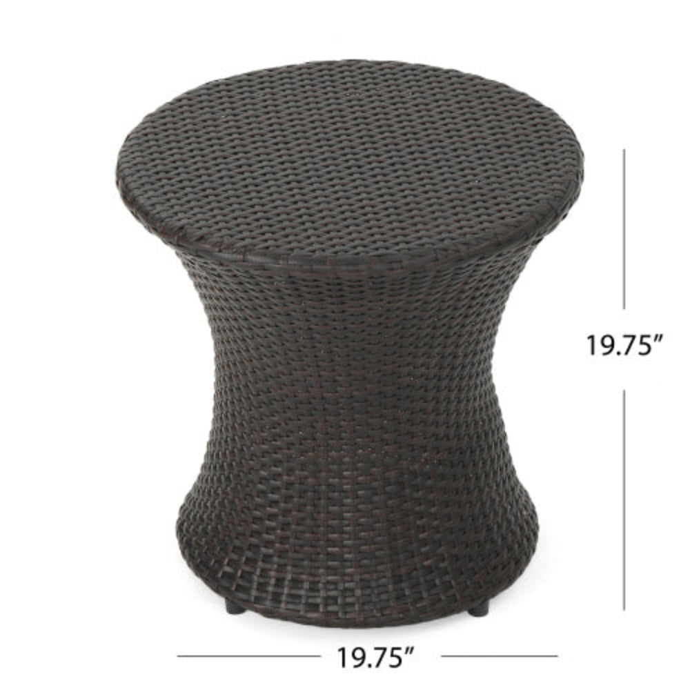 Compact Outdoor Wicker End Table, Side Table with Aluminum Frame, Weather-Resistant, No Assembly Required, Versatile for Patio, Balcony, Garden