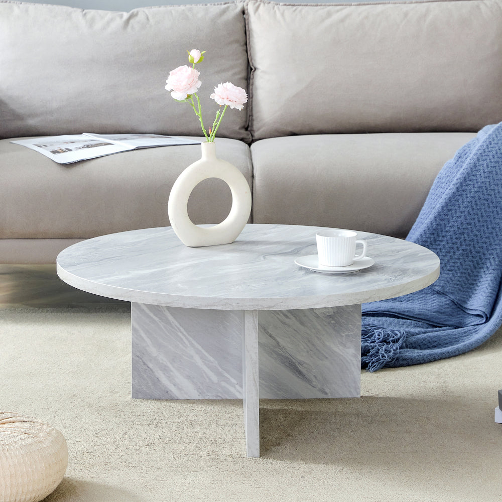 Chic Crate - Nordic Flair Minimalist MDF White Round Coffee Table, Decor Friendly Modern Style, 31.5*31.5*13.98 Inches