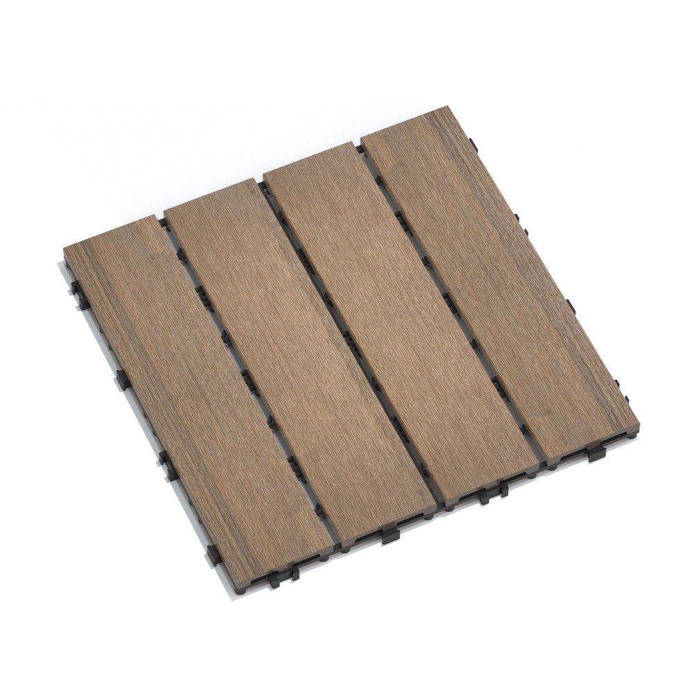 Chic Crate 22-Pack 12inch WPC Wood-Plastic Composite Interlocking Deck Tiles –  Oak