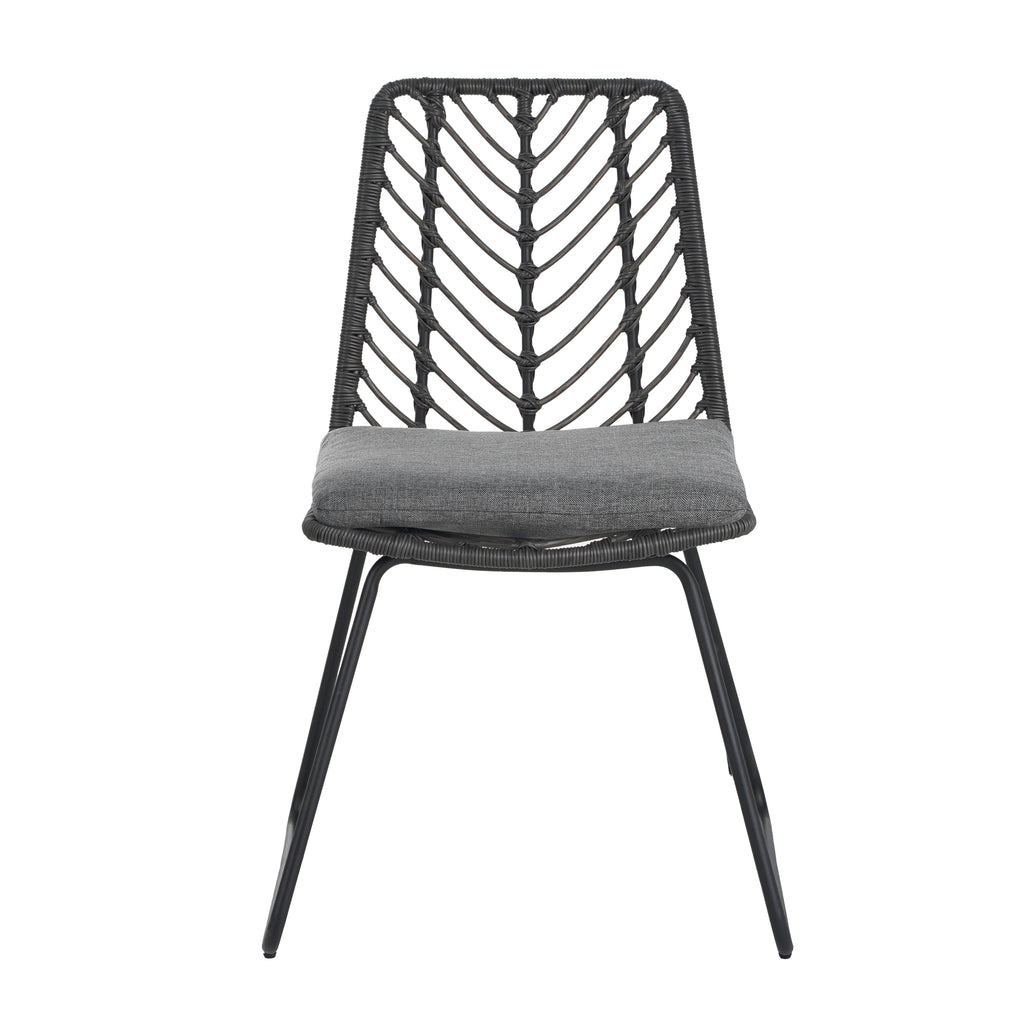 Modern Patio Dining Chairs Set of 2 Rattan Woven Armchairs with Seat Cushions