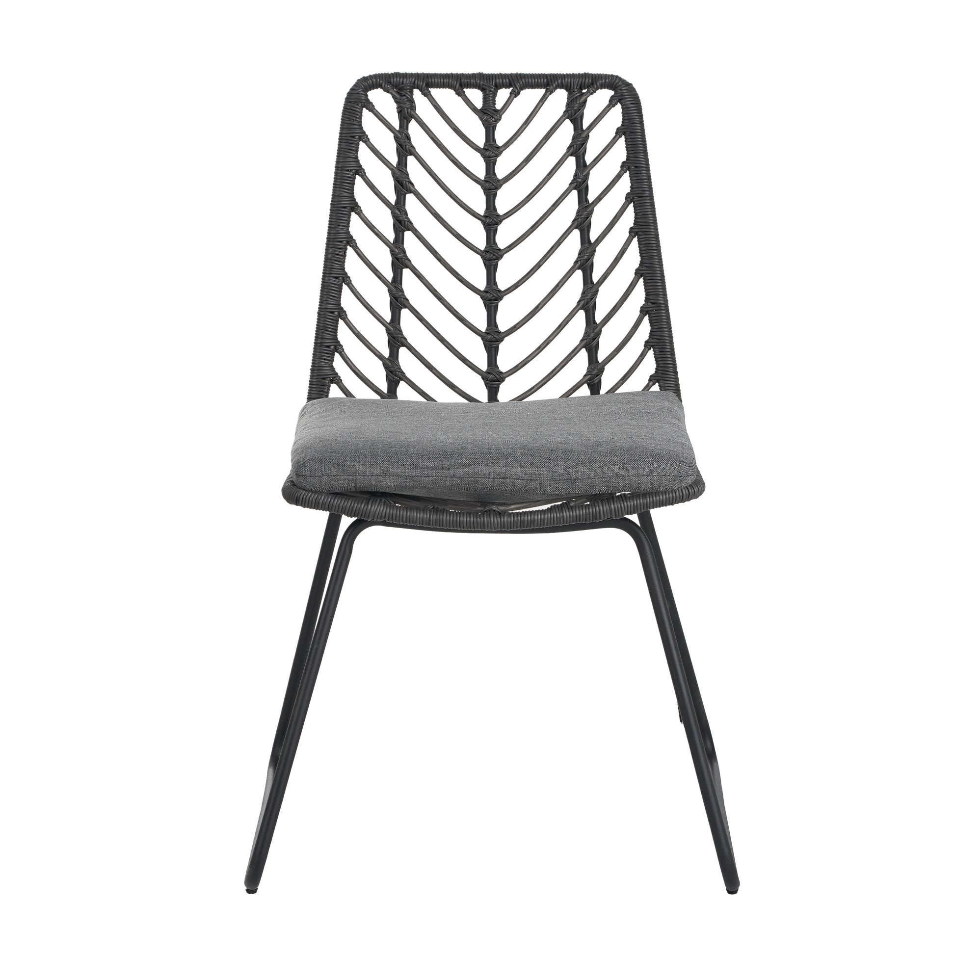 Modern Patio Dining Chairs Set of 2 Rattan Woven Armchairs with Seat Cushions